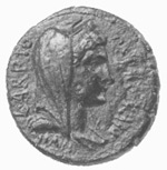 A Coin from Roman Corinth. "Livia" is likely pictured according to Cynthia L. Thompson