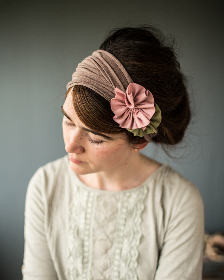 GarlandsofGraceMochaRoseRosetteHeadcoverings The Head Covering